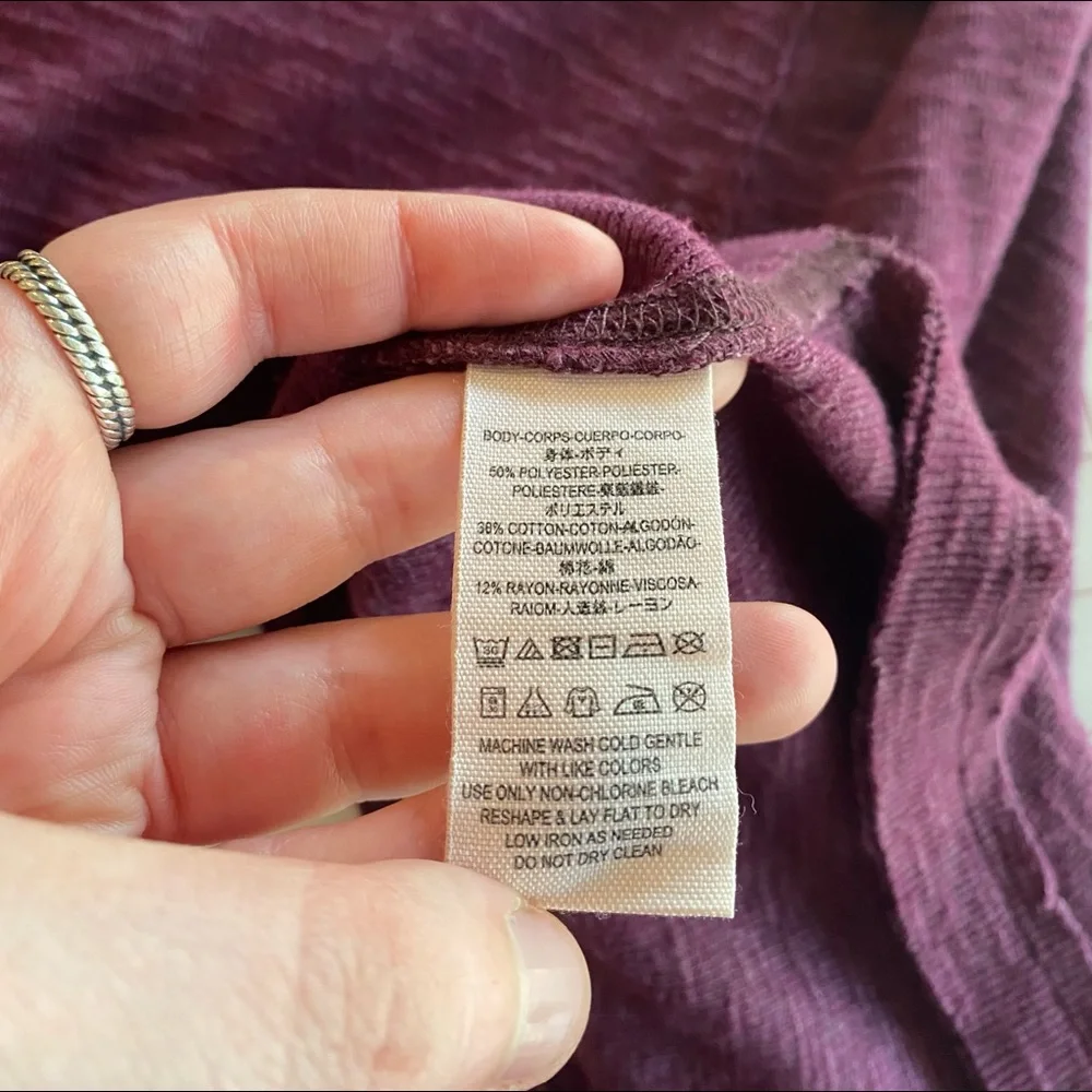 Free People size XS purple turtle neck boho long sleeve blouse sweater